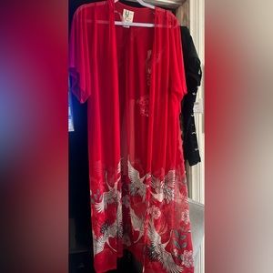 Red lBirds beautiful sheer robe ⭐️Haute Project -Large